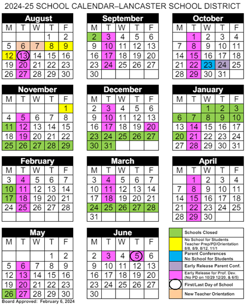 24-25 School Calendar (front)